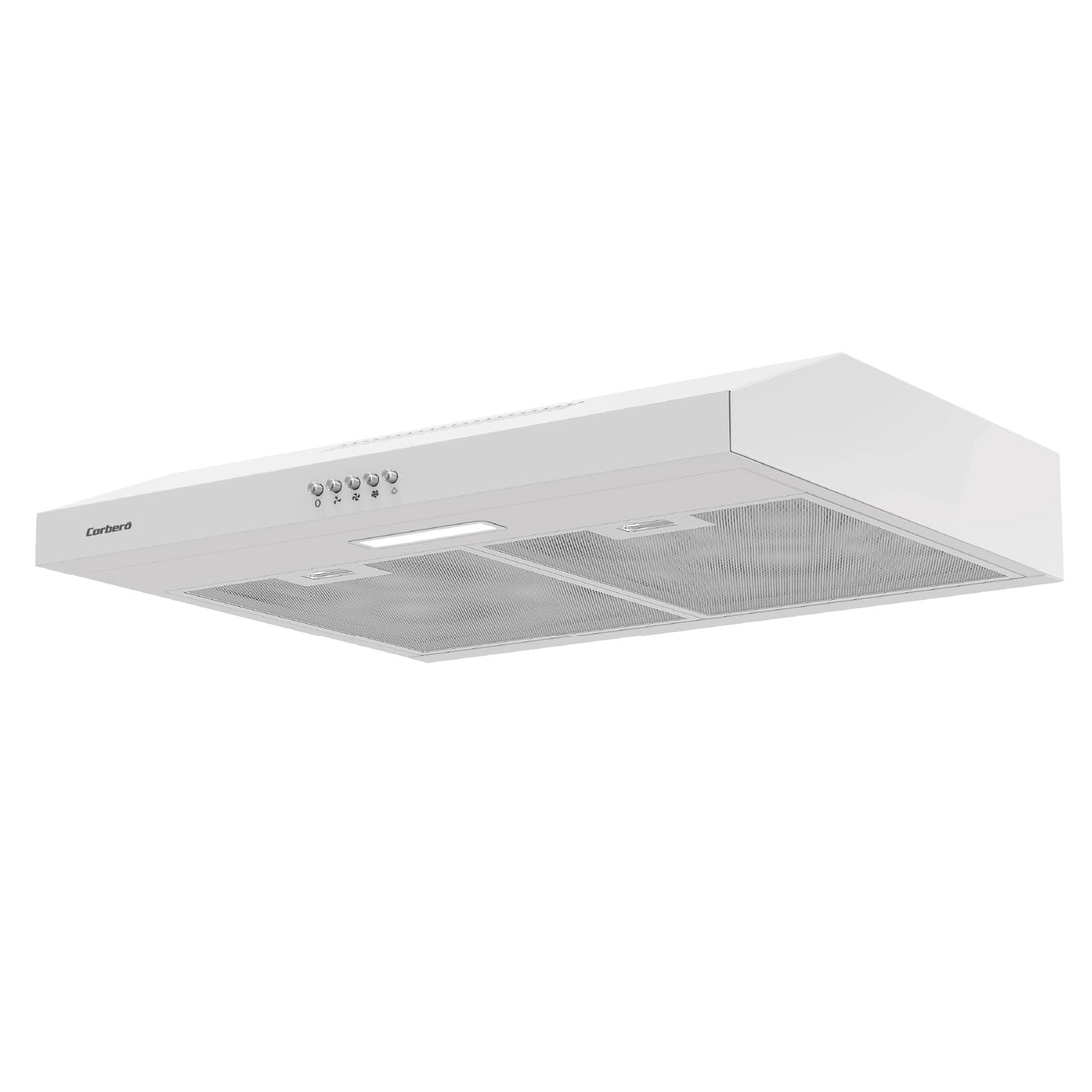 Corberó - Hotte conventionnelle 60 cm | IVORI626W | 194,9 m3/h | 61 dB | 20 W | LED | 3 vitesses | 2 filtres aluminium + charbon | blanc