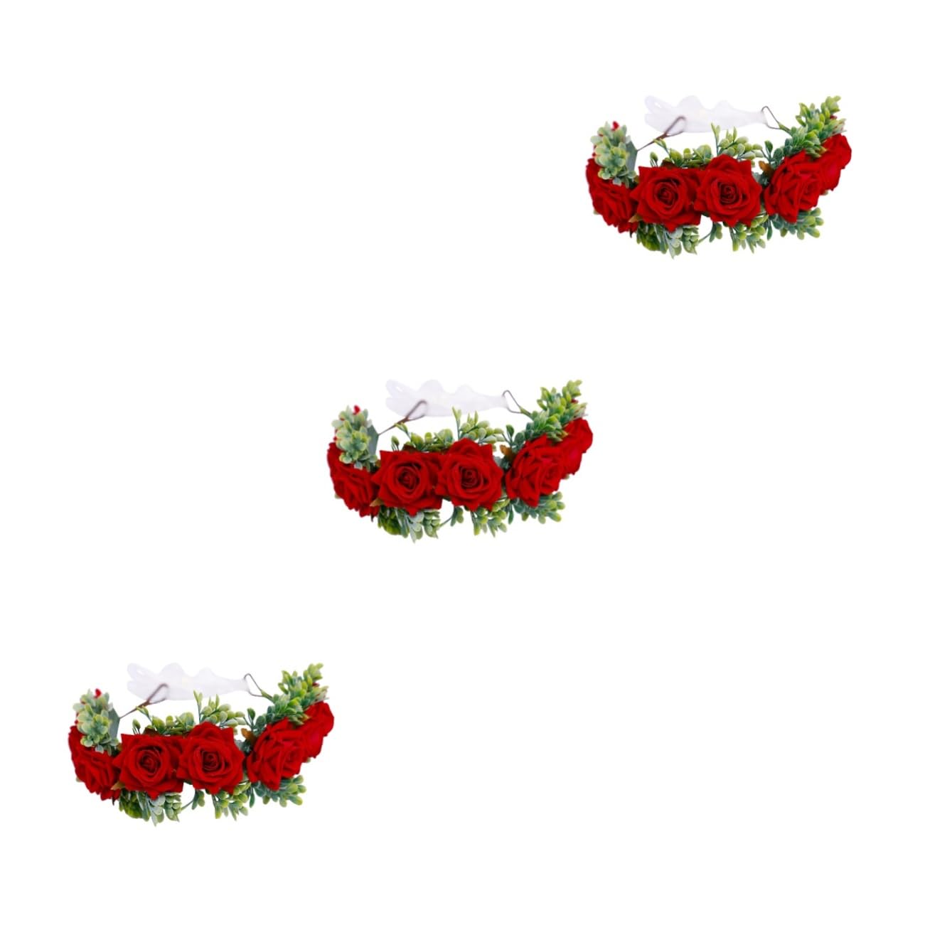 3 Piezas Tocado De Flores Niña De Las Flores Flor Accesorio Para El Cabello Rosa Nupcial Diadema Nupcial Fiesta Aro De Pelo De Flores Pelo De Fiesta Mujer Navidad Aureola