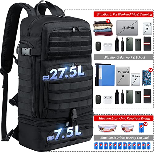 BERTASCHE 15.6 Inch Laptop Lunch Backpack with Insulated Cooler Box, Work Backpack for Tactical, Military, Office, Travel, Uni, Hiking, Molle, Black - Image 2
