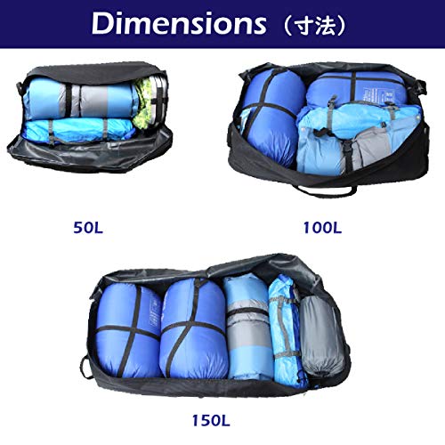 Azarxis Large Travel Luggage Duffel Bag, 55L / 100L / 150L Lightweight Foldable Bag for Luggage Gym Sports Camping Travelling Cycling Storage Shopping (Black, L - 150L)