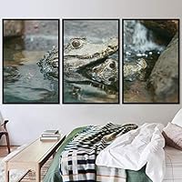 3 Piece Framed Canvas Wall Art Alligators Dramatic Canvas Prints Home Artwork Decoration for Living Room,Bedroom - 16