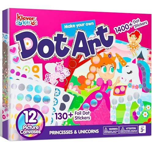 Klever Kits Kit de arte de puntos para niños, calcomanías sin ensuciar para niños de 3 a 7 años, kits de manualidades, actividad creativa de bricolaje, juguete de viaje, regalos de cumpleaños para