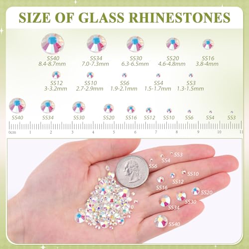 Image of 5000PCS SS6 /2mm Crystal Glass Rhinestones for Bedazzling (Transparent AB) | Flatback Rhinestones for Crafting DIY Nail Art Makeup Decoration, Gems Diomand Charms for Tumbler Shoes Clothing Mug