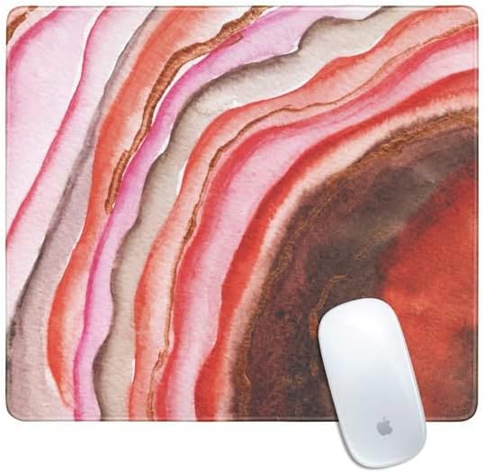 Skinit Small Gaming Mouse Pad - Tuscan Sun Watercolor Geode Design with Stitched Edges, Waterproof, Non-Slip Rubber Base, Desk Mat for Keyboard & Mouse, 12.6" x 11" inches
