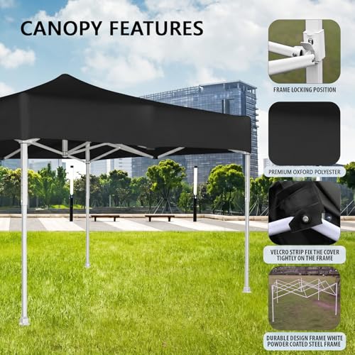 Image of OUTO Heavy Duty Gazebo Tent 6.5 ft | 16.8 Kg Strong Frame | UV Protection Foldable Pop-Up Canopy Tent with 4 Side Open | Outdoor Folding Tent for Garden, Terrace, Events & Promotional Use (Black)