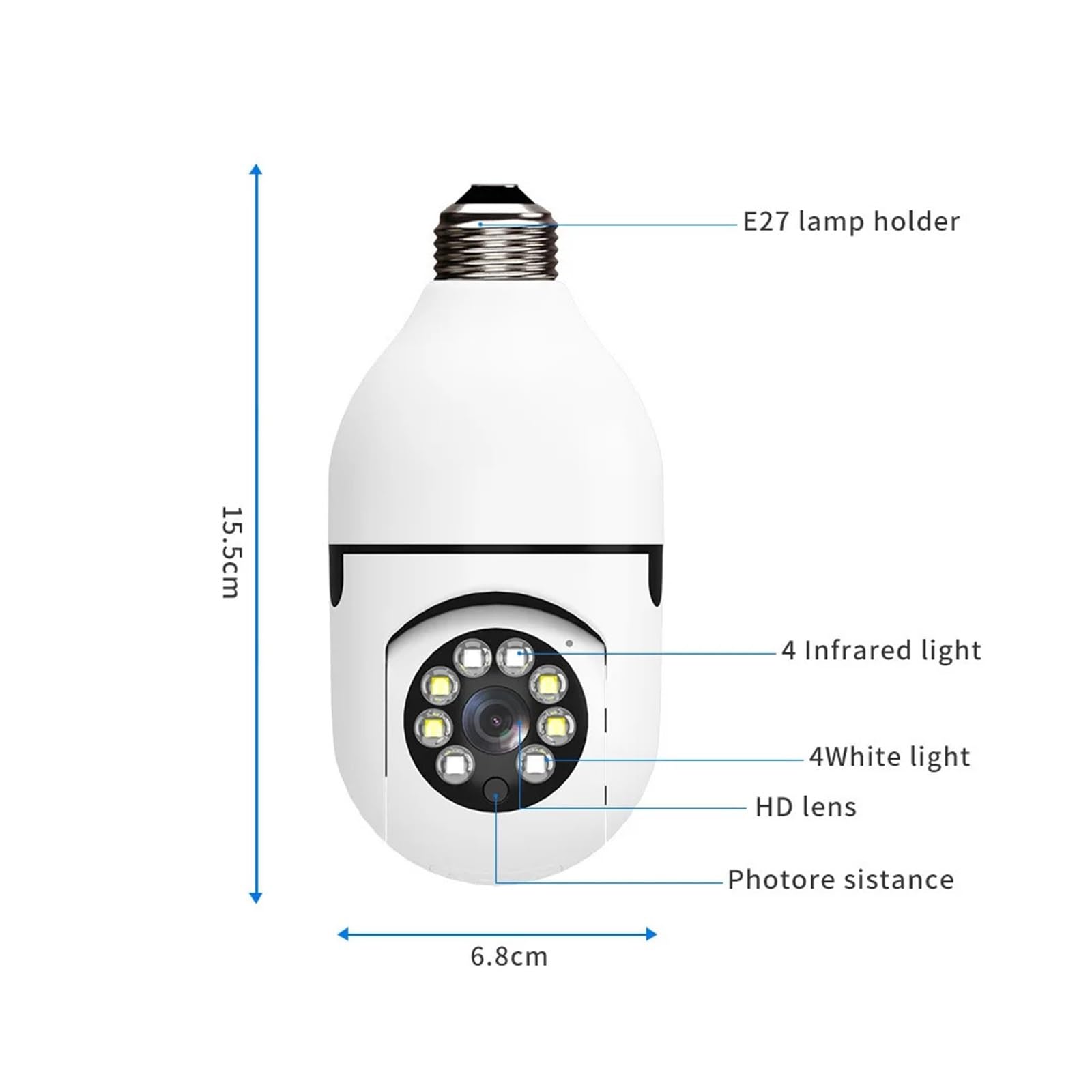 Caméra de Surveillance intérieure de sécurité à Domicile WiFi avec Ampoule E27