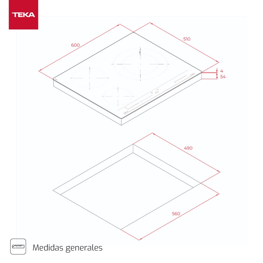 TEKA Placa Inducción 60 cm, 3 Zonas de Cocción, Touch Control Multislider, Función Power Plus y Stop & Go, Modo Silencio, Seguridad Auto Lock, Modelo IZC 63015 MSS