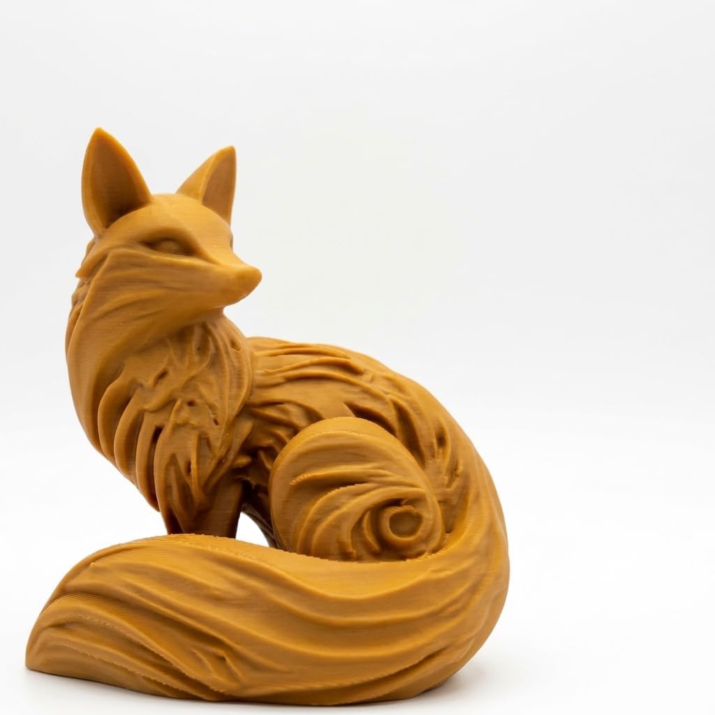 Elegant Wood Carved-Style Fox Figurine in White Oak Finish - 3D Printed in Canada (White Oak) image 4