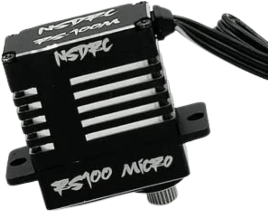 NSDRC RS100 High Torque Micro Servo for SCX24 Servo, TRX4M Servo - Premium Black CNC Aluminum, 5V - 8.4V - 1/24 & 1/18 Scale RC Cars Electronics, Water Resistant (RS100 - Micro SERVO)