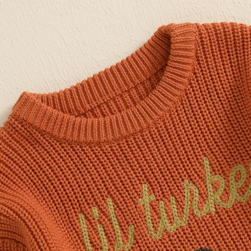 Thanksgiving Baby Girl Boy Outfit Newborn Toddler Little Turkey Oversized Knit Sweater Chunky Pullover Sweaters2