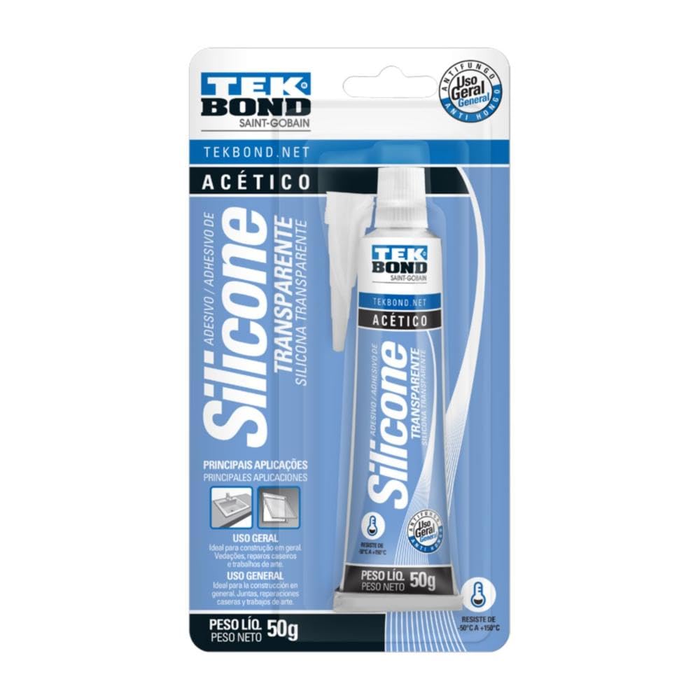 Silicone Acético Blister, Incolor, 50g