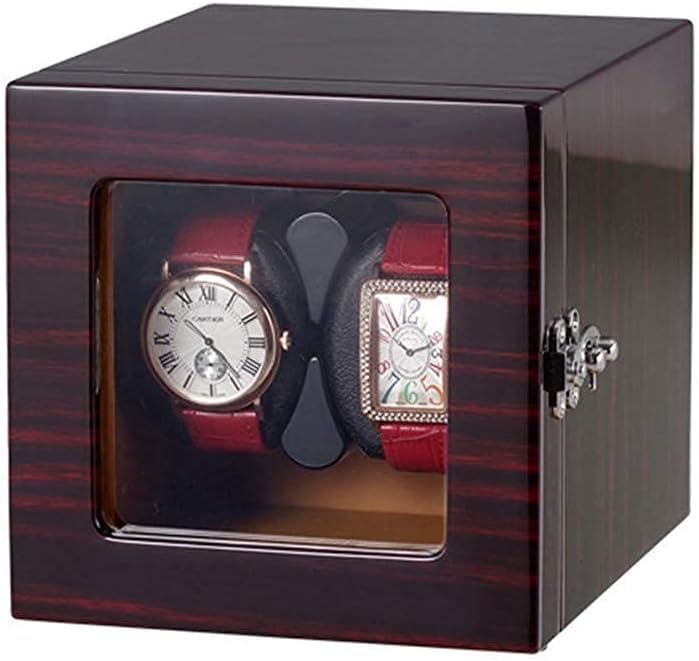 FENOKD Automatic Watch Winder,Wood Double Rotation Winders Premium Silent Motor Wood Box 4 Modes 18.8×15×15CM
