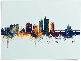 Cedar Rapids Iowa Skyline art print poster, unframed -3015