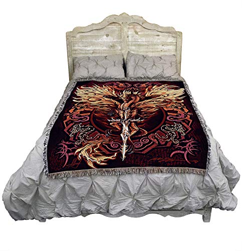 Pure Country Weavers Flame Blade Blanket By Ruth Thompson - Gift Fantasy Dragon Tapestry Throw Woven From Cotton - Made In The Usa (72X54) #TOP1