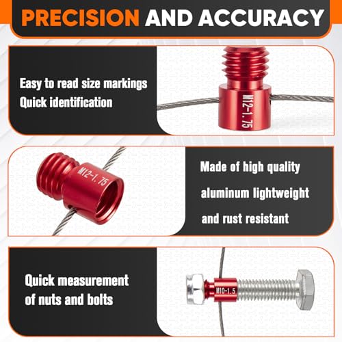 ASDFGHT Nut and Bolt Thread Checker - (44 Gauges) Aluminum Bolt and Nut Identifier Gauge - SAE and Metric Nut Bolt Size Gauge - Nut and Bolt Measurement Tool with Engraved Identification - Thumbnail 5