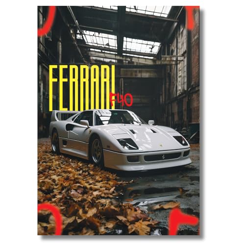 Image of Live Mad Live Crazy Ferrari F40 Portrait Single Wall Paper Poster, A3 Size, 16.5L X 11.7W Inches Unframed Art Prints - Home, Bedroom, Living Room & Decor - Aesthetic, Matt Finish, Frame Not Included