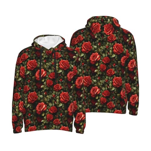 Hoodies For Men - Classic Red Rose Print Long Sleeve Casual Men'S Hoodies & Sweatshirts Pullover With Pocket4