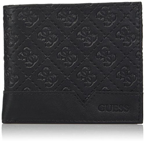 Guess Men's Leather Slim Bifold Wallet, black, One Size