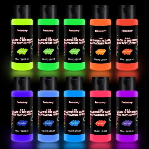 Fantastory FAN-UV-30X10-0815 Halloween Glow In The Dark Paint,60Ml/2Oz,Neon Colors Glow Acrylic Paints,Waterproof Blacklight Paint thumb #8