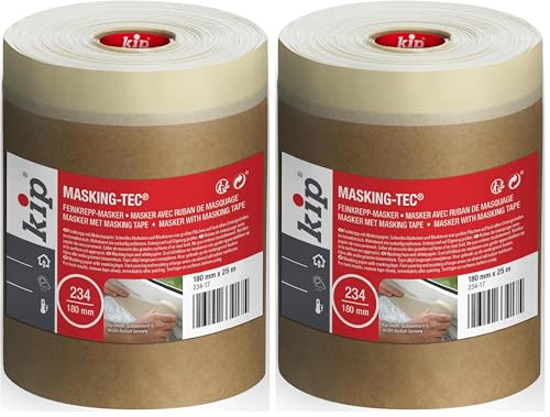 Image of Kip Pre-Taped Paper Masker Cover Material for Surface Protection 180 mm x 25 m (Pack of 2)
