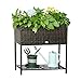 Outsunny Polirattanowa skrzynka na kwiaty, podwyższona grządka z nóżkami, doniczka z półką, brązowa, 70 x 30 x 72 cm