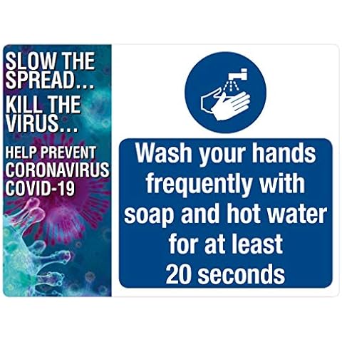 Covid19 Coronavirus Wash Hands Sticker 4 Pack - Self Adhesive Waterproof Vinyl - 200x150mm for IMMEDIATE DESPATCH Cover