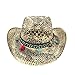 EBRICON Straw Cowboy Hat for Men Snakeskin Print Cowboy Cap Handmade Weave Hollow Women Cowgirl Hat Bohemian Leather Band