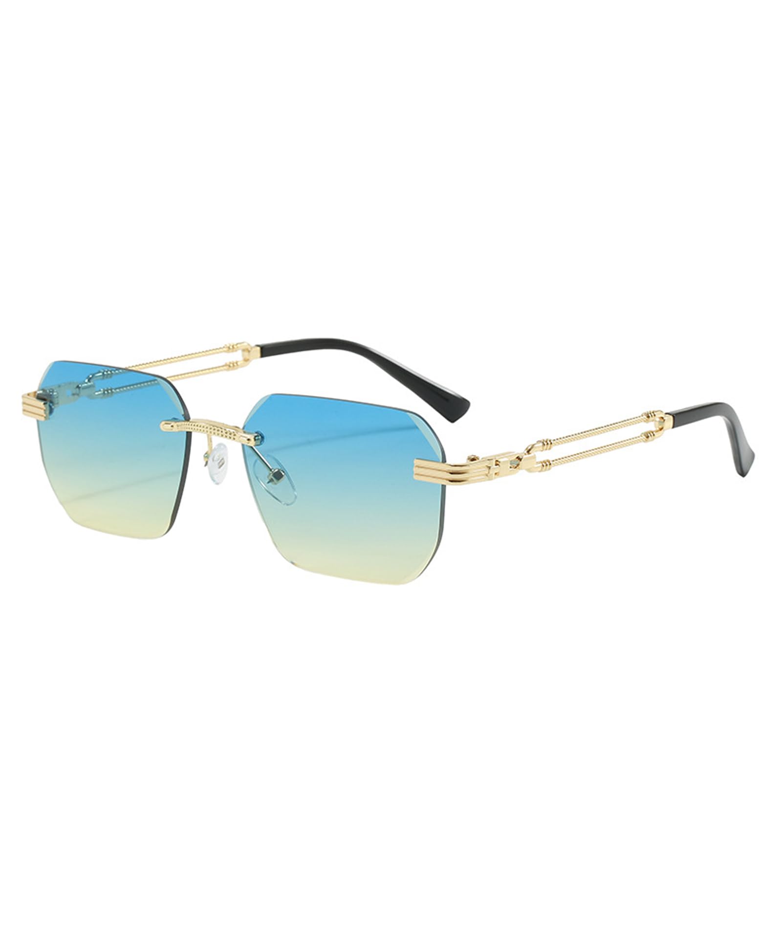 Vintage Rimless Square Sunglasses for Women Men, Gradient Blue Lens Frameless Rectangular Sun Glasses, Lightweight Comfortable Non‑Slip Eyewear for Driving Outdoor Travel Beach Daily Stylish Wear-image-47