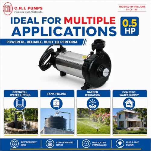 Image of CRI Plano Ultra 50 0.5hp openwell Submersible pumpset| Water Pump 0.5 hp