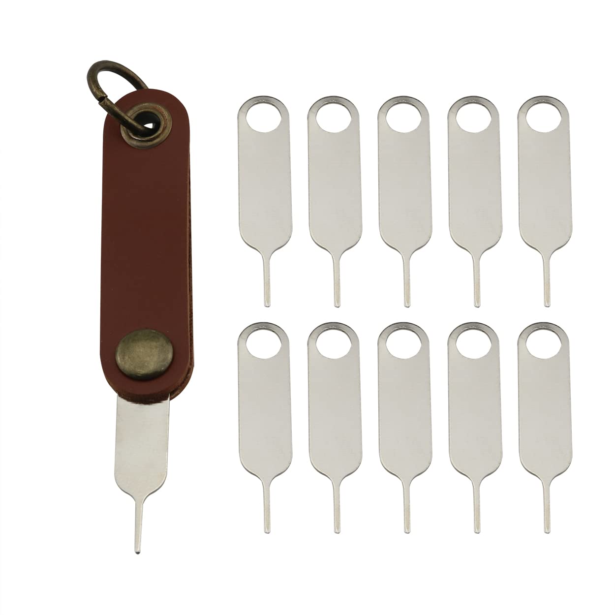 SIM Card Removal Tools, 10PCS SIM Card Tray Eject Pin Removal Tools with 1PC Detachable Keychain Charm for Smart Phones and Tablets