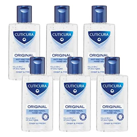 Cuticura Original Anti Bacterial Hand Gel 100ml, Multipack of 6 | Quick Drying | Kills 99.9% Bacteria | Anti Viral Action| Personal & Commercial Use | Prevent Spread of Germs Cover
