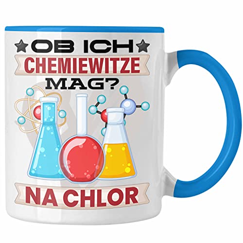 Trendation - Chemie Tasse Geschenk Chemiker Na Chlor Geschenkidee Chemie-Student (Blau)