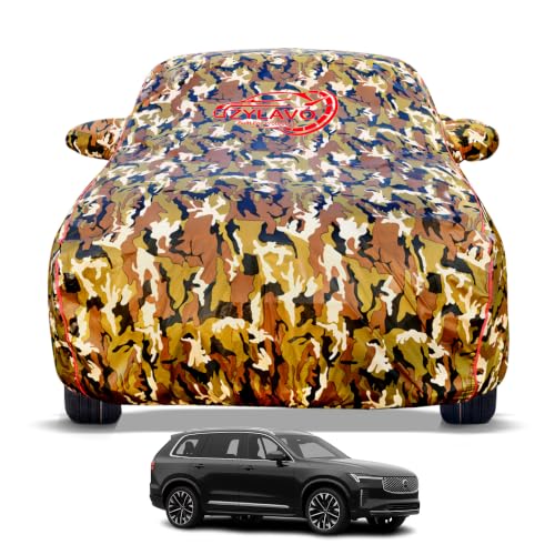 Image of Premium Car Cover for Volvo XC 90 Model | Waterproof, UV & Dust Protection | Mirror & Antenna Pocket | Triple Stitched, Soft Inner Lining, Belt & Buckle (Jungle Print)