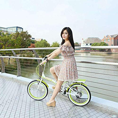 Dalovy Kinderfahrrad, Fahrräder Faltbares Fahrrad Männliches und weibliches Erwachsener Fahrrad Outdoor-Reisen Fahrrad Rennrad Studentenfahrrad (Farbe: Grün, Größe: 20 Zoll) – Bild 3