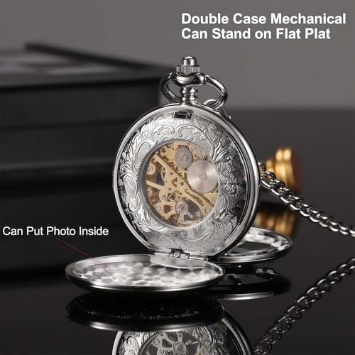 Reloj de bolsillo mecánico de doble caja SIBOSUN con acabados de alta relojería antigua 5