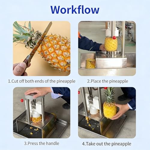Pineapple Corer and Slicer, Stainless Steel, Removes Skin in 10 Seconds, for Supermarkets and Fruit Shops