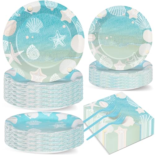 Seashell Beach Party Plates Napkin Fork Nautical Coastal Birthday Party