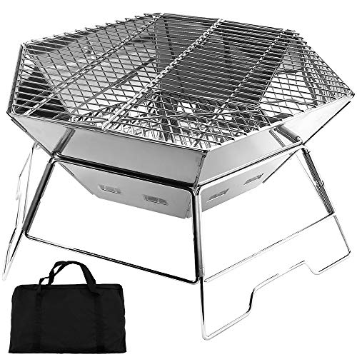 kalili バーベキューコンロ 焚火台 1台2役 折り畳み式 軽量 ステンレス鋼 4～6人用 収納ケース付き