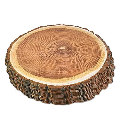 Gift Boutique Disposable Wooden Slice Paper Place Mats 50 Pack 13.5 Inch Round Rustic Brown Wood Slices Charger Place Mat For Farmhouse Tan Table Setting Summer Spring Fall Wedding Dinner Party Decor thumb #5