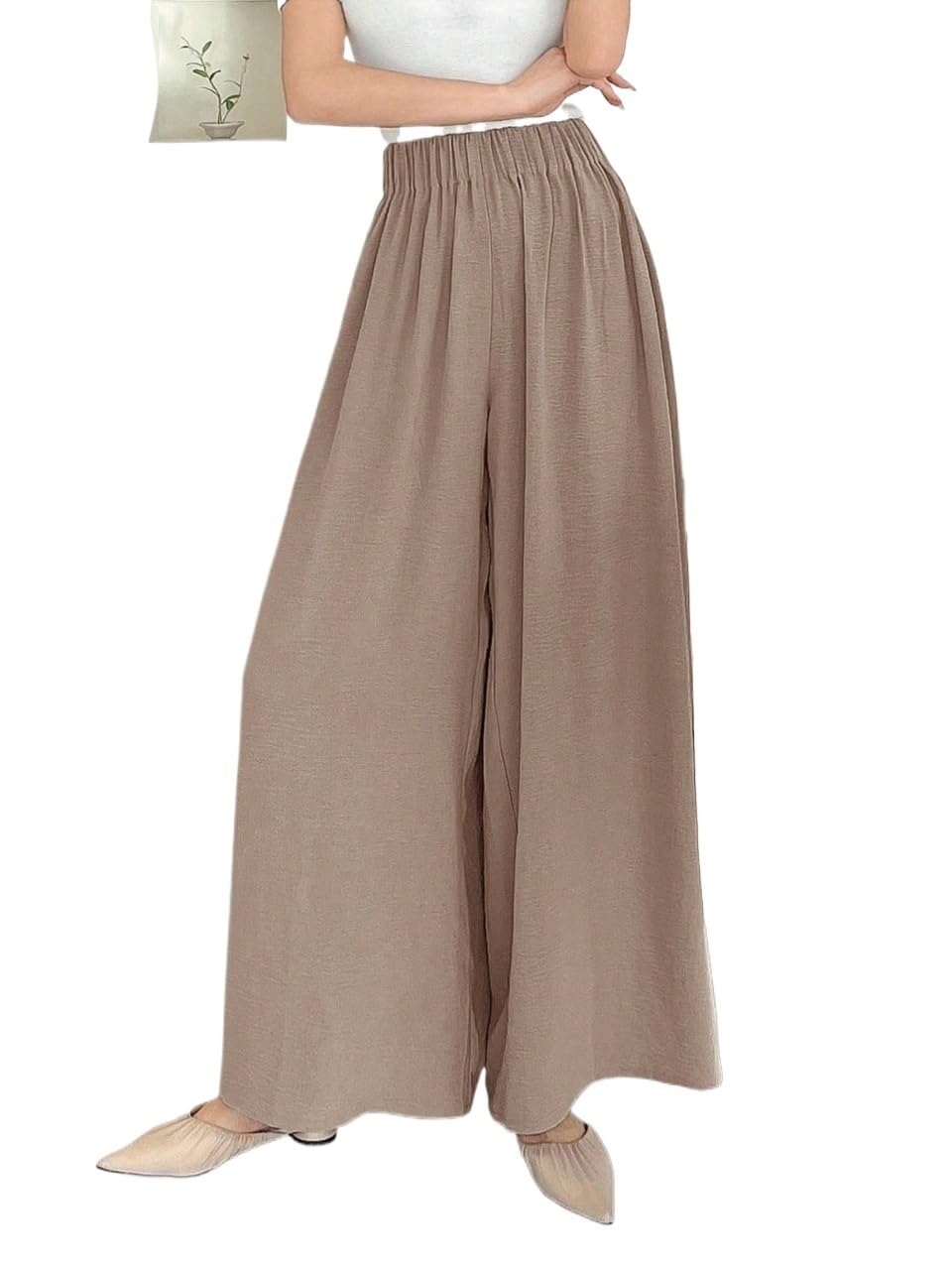 RAISER Womens Business Work Casual Pants Womens Long Loose Wide-Leg Pants With Elastic