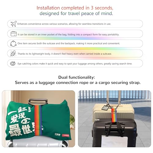 Image of Luggage Straps Bag Bungee Luggage Straps Suitcase Adjustable Belt，Add a Bag Easy to Travel Suitcase Elastic Strap Belt Luggage Accessories(Colorful)