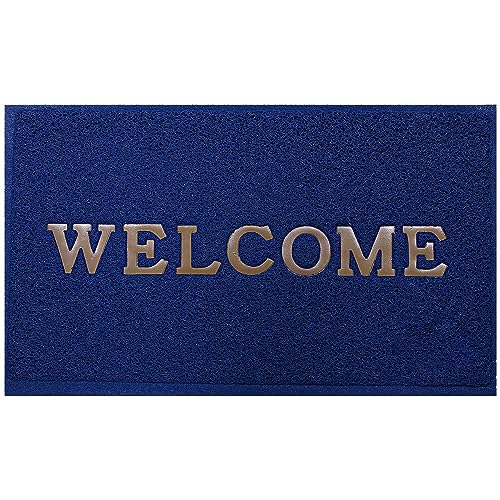 Image of Kuber Industries Welcome Doormat for Home Entrance | Anti Slip & Waterproof Paydan /Rubber Noodle Mat for Indoor, Outdoor | Chavitti | Paudan (Blue)
