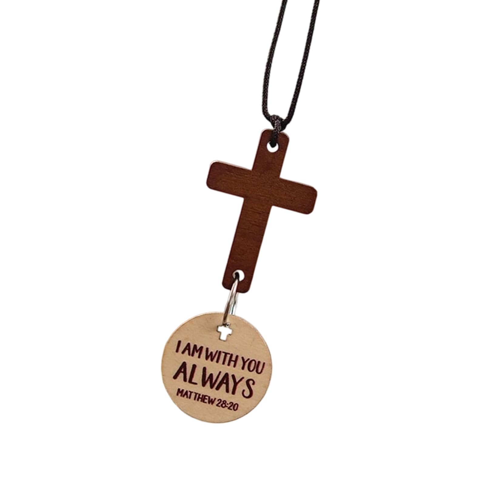 Natural Wood Crosses Car Rearview Mirrored Hanging Ornament Religious Faith Symbol for Vehicle Decors Gift Crosses Ornament