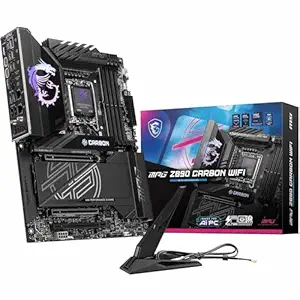 MSI MPG Z890 Carbon WiFi Motherboard, ATX - Supports Intel Core Ultra Processors, LGA 1851 - DDR5 Memory Boost 7800+MHz/OC, PCIe 5.0 x16 & 4.0 x16, 1 x M.2 Gen5, Wi-Fi 7, Bluetooth 5.4