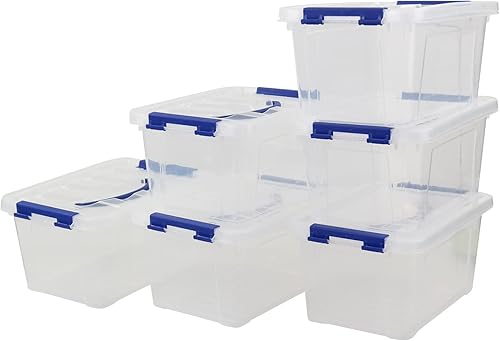 Miniatura 7 de Caja de almacenamiento de plástico de 6 L, cajas transparentes con asas, juego de 6