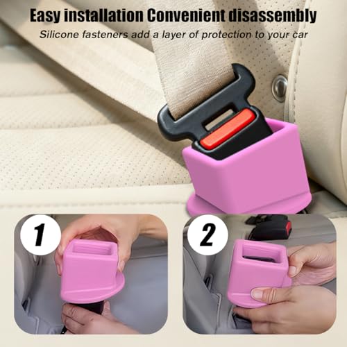 image for Ywdiml 2PCS Car Seat Belt Buckle Holder, Silicone Vehicle Rear & Front