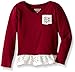French Toast Girls' Long Sleeve Crew Neck with Lace Ruffle Hem