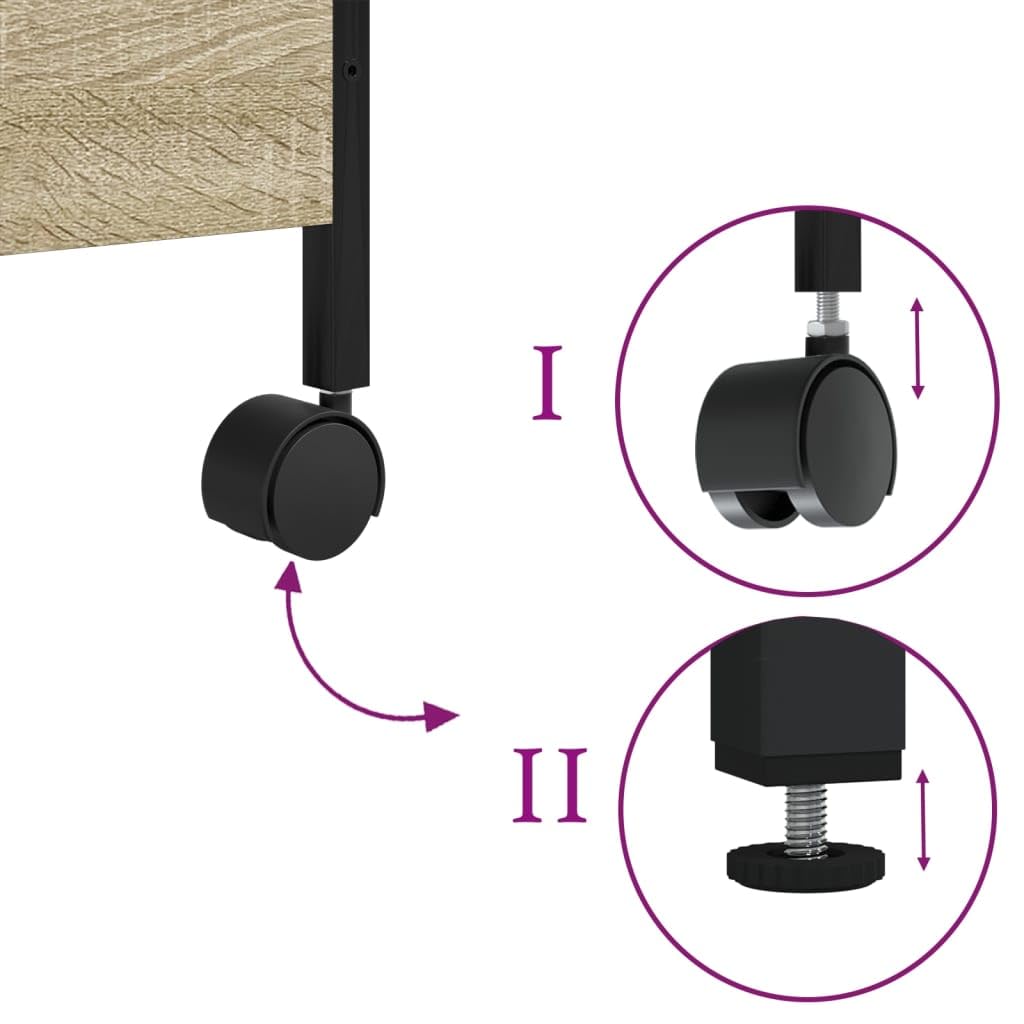 vidaXL Carrito de Cocina, Carro con Niveles de Almacenaje, Carrito de Servicio, Carro para Salón Baño Cocina, Madera de Ingeniería Roble Sonoma