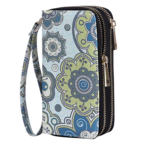 Image of Cellphone Wallet for Women Dual Zipper Long Purse with Removable Wristlet