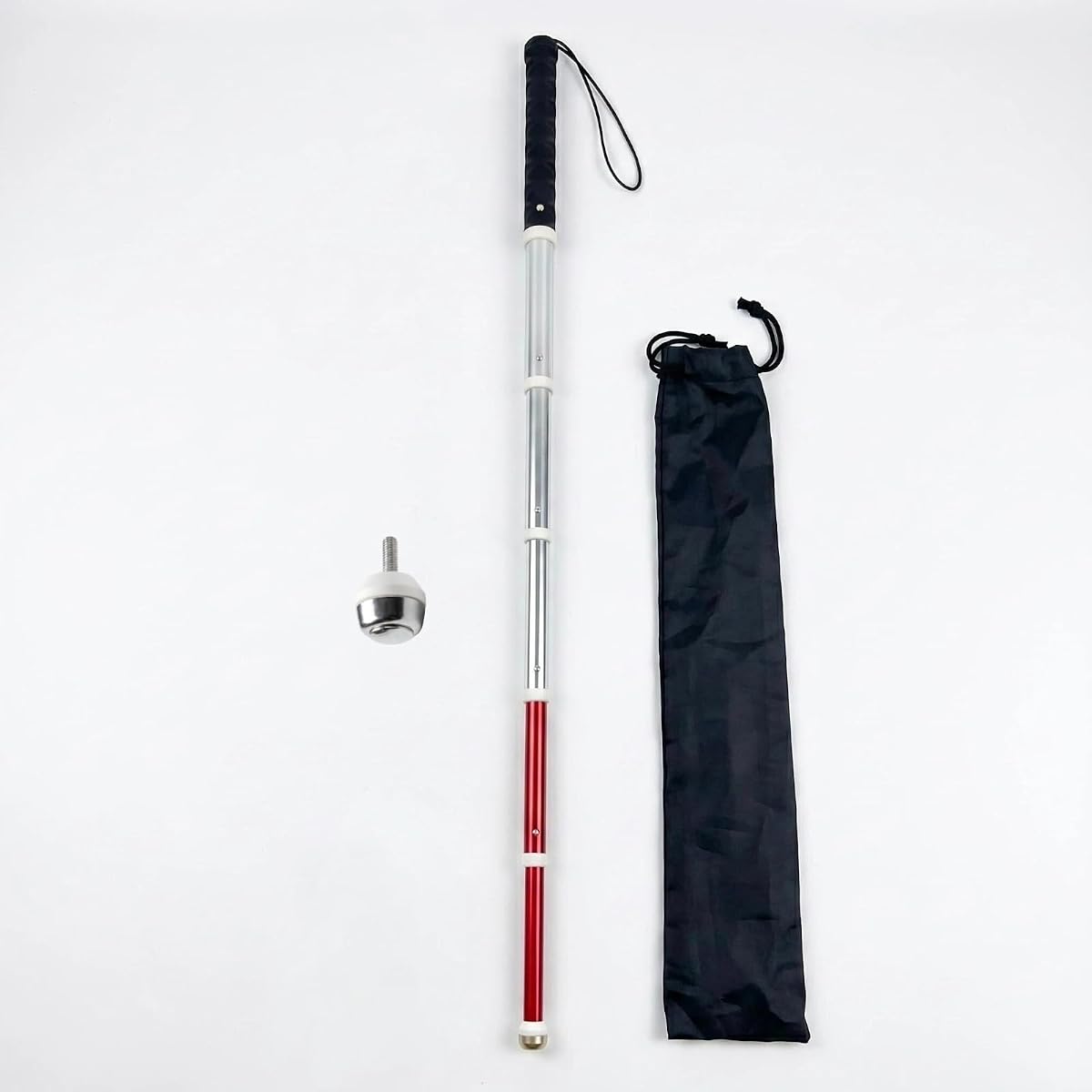 Premium Retractable White Cane for Blind & Visually Impaired - Telescoping Blind Stick Walking Cane with Extra Replacement Tip, Non-Slip Handle & Wrist Strap | Durable Lightweight Folding Cane